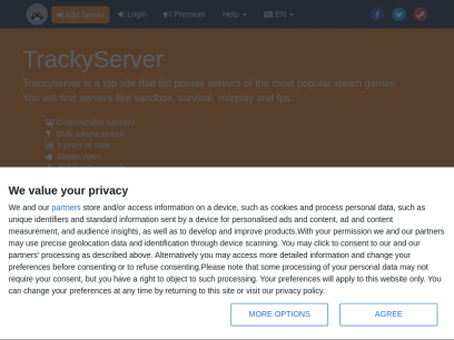 TrackyServer - Servers list, Search, Ranking, Banners