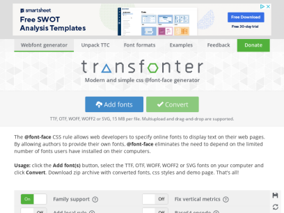 Online @font-face generator &mdash; Transfonter