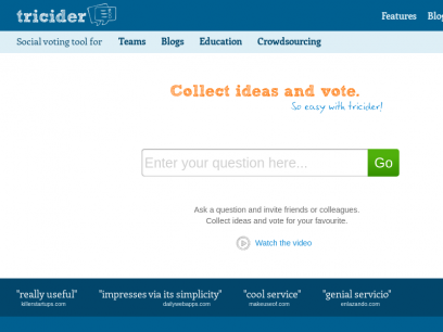 Brainstorming and Voting Amazingly Easy. Free Online Tool | tricider