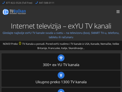 Internet televizija - exyu TV kanali - Srbija, Hrvatska, Bosna - TV Balkan