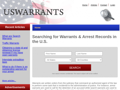 UsWarrants - Searching for Warrants &amp; Arrest Records in the U.S.