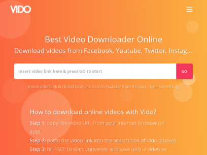Vido Free Video Downloader Online. Download online videos.