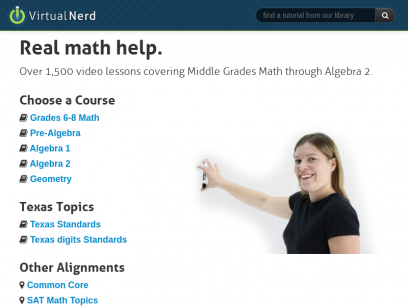 Virtual Nerd: Real math help for school and home