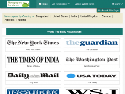World Newspapers : List of All World Newspaper - World News