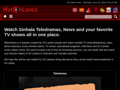 Watch Sinhala Teledramas, Sri Lanka TV programs all in one place