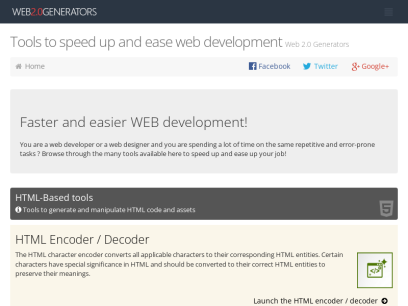  Tools to speed up and ease web development | Web 2.0 Generators