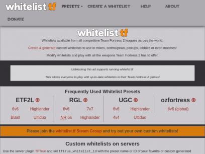Custom Whitelist Generator for Team Fortress 2 | whitelist.tf