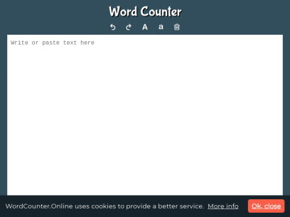 Word Counter, count characters with or without spaces, sentences