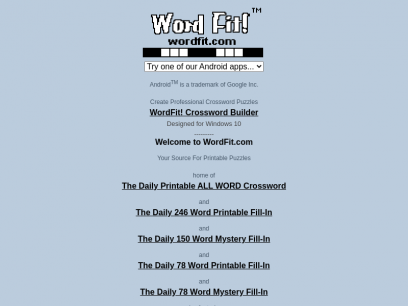 WordFit.com Daily Puzzles