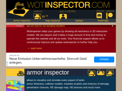 WOTInspector - visualize game mechanics and models, World of Tanks PC, Blitz, Console