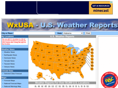  Weather Reports For Over 50,000 US Locations: WxUSA 