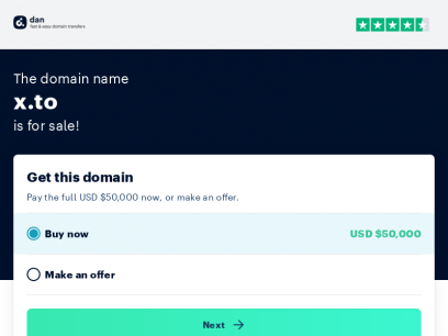 The domain name x.to is for sale