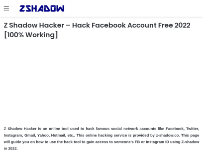 Z Shadow Hacker - Hack Facebook Account Free [100% Working]