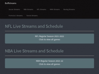Buffstreams Exclusive NFL, NBA, MMA, Boxing, Soccer HD Streams Online