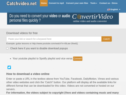 Online video downloader for Youtube, Dailymotion,Vimeo - Catchvideo.net