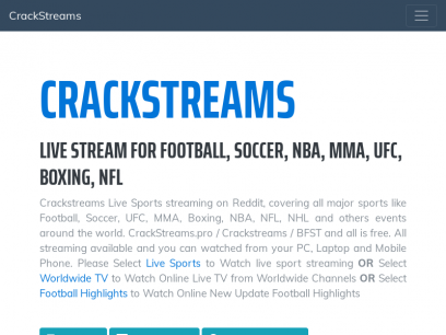 Crackstreams Live Stream Reddit - Football, Soccer, NFL, NBA, MMA, UFC, Boxing, TV