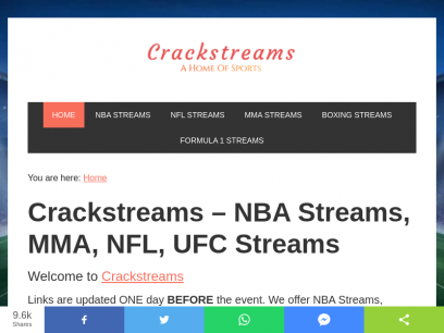 Crackstreams - NBA Streams, MMA, NFL, UFC Streams
