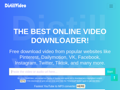 DistillVideo - The best video downloader online