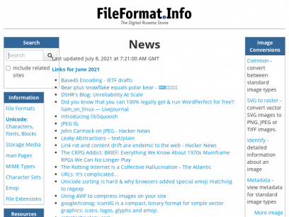 Sites like fileformat.info &
        Alternatives