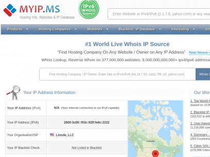 My IP Address - Shows IPv4 &amp; IPv6 | Blacklist IP Check - Hosting Info