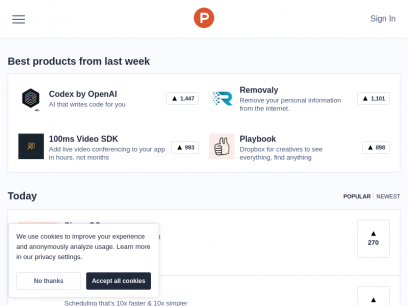  Product Hunt – The best new products in tech. 