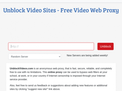 Web videos proxy youtube proxysite.video free to unblock site Unblock YouTube