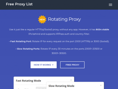 free proxy list fast