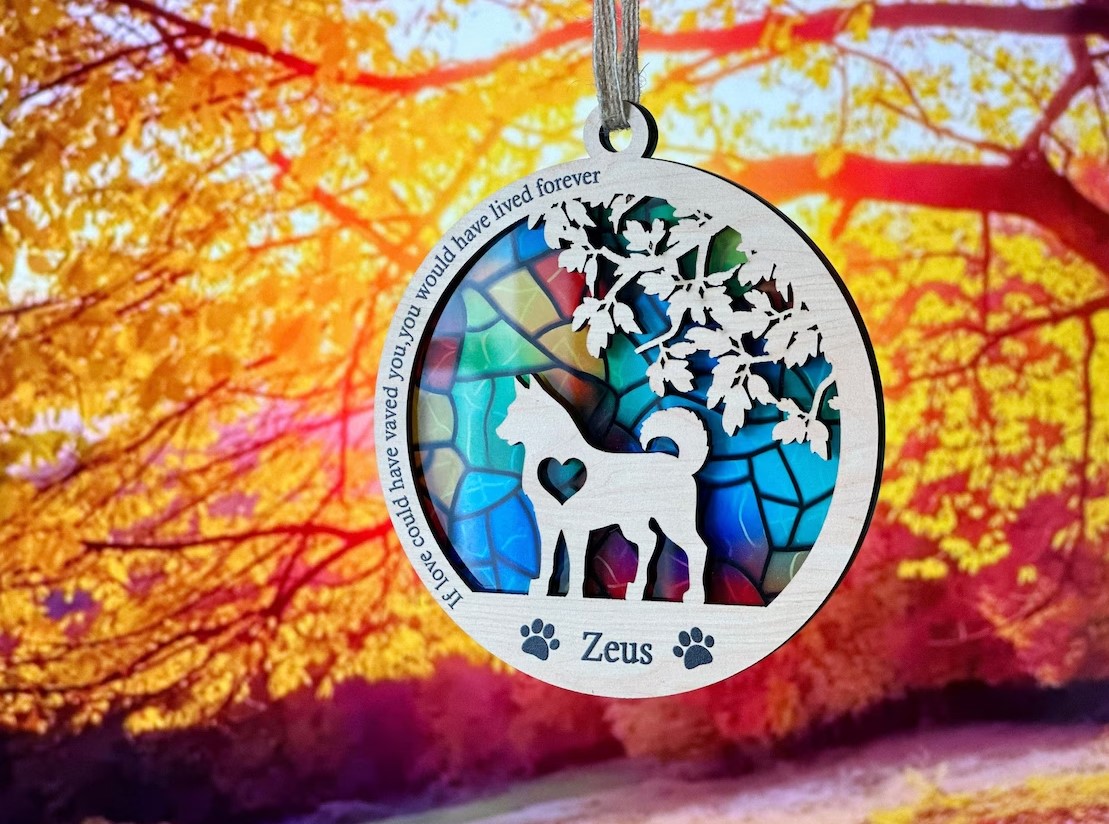 New! Personalized Dog Memorial Suncatcher With Dog Breed, Custom Pet Memorial Gift With Name And Date, Cat Memorial, Pet Loss Gift