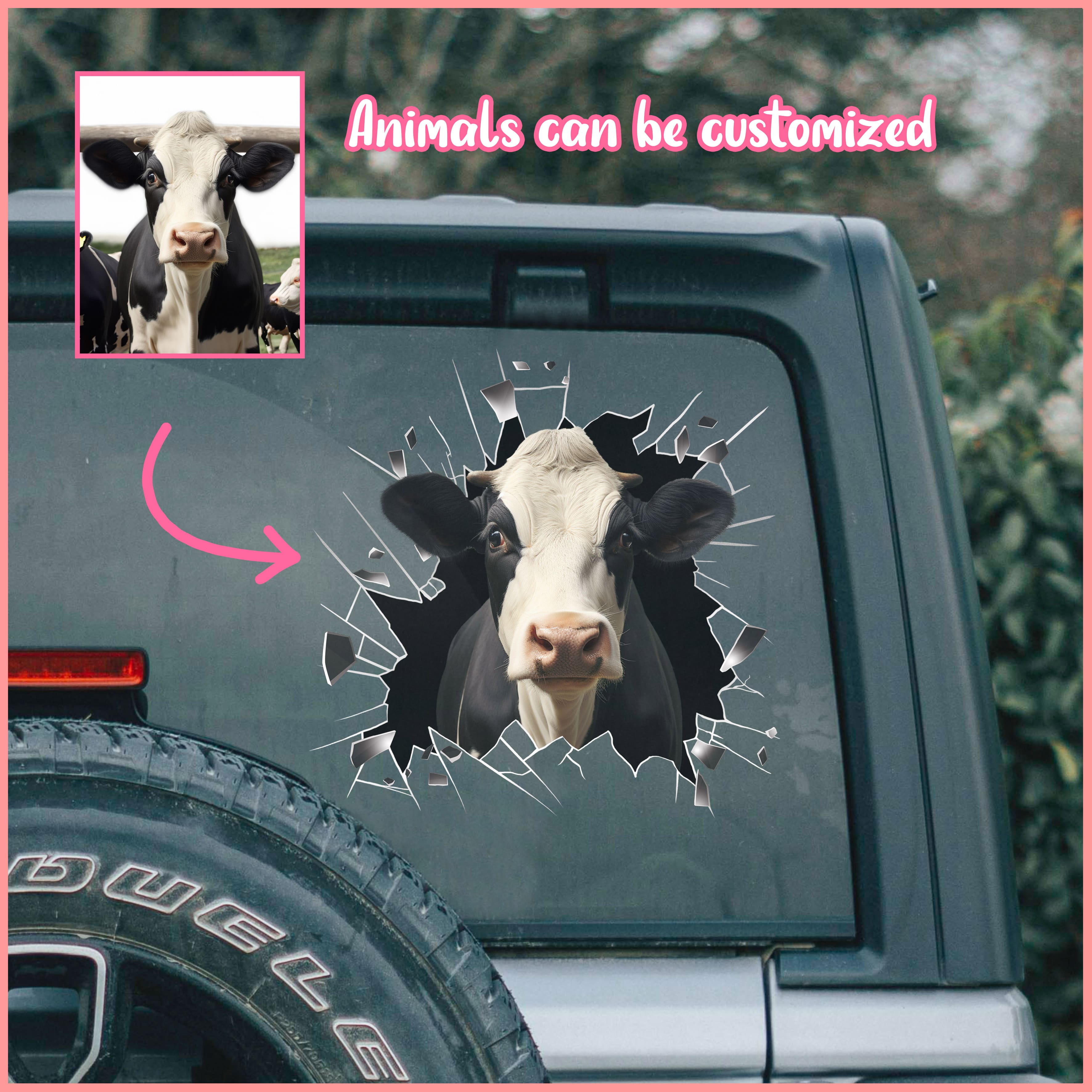 Cow car decal, Animals can be customized