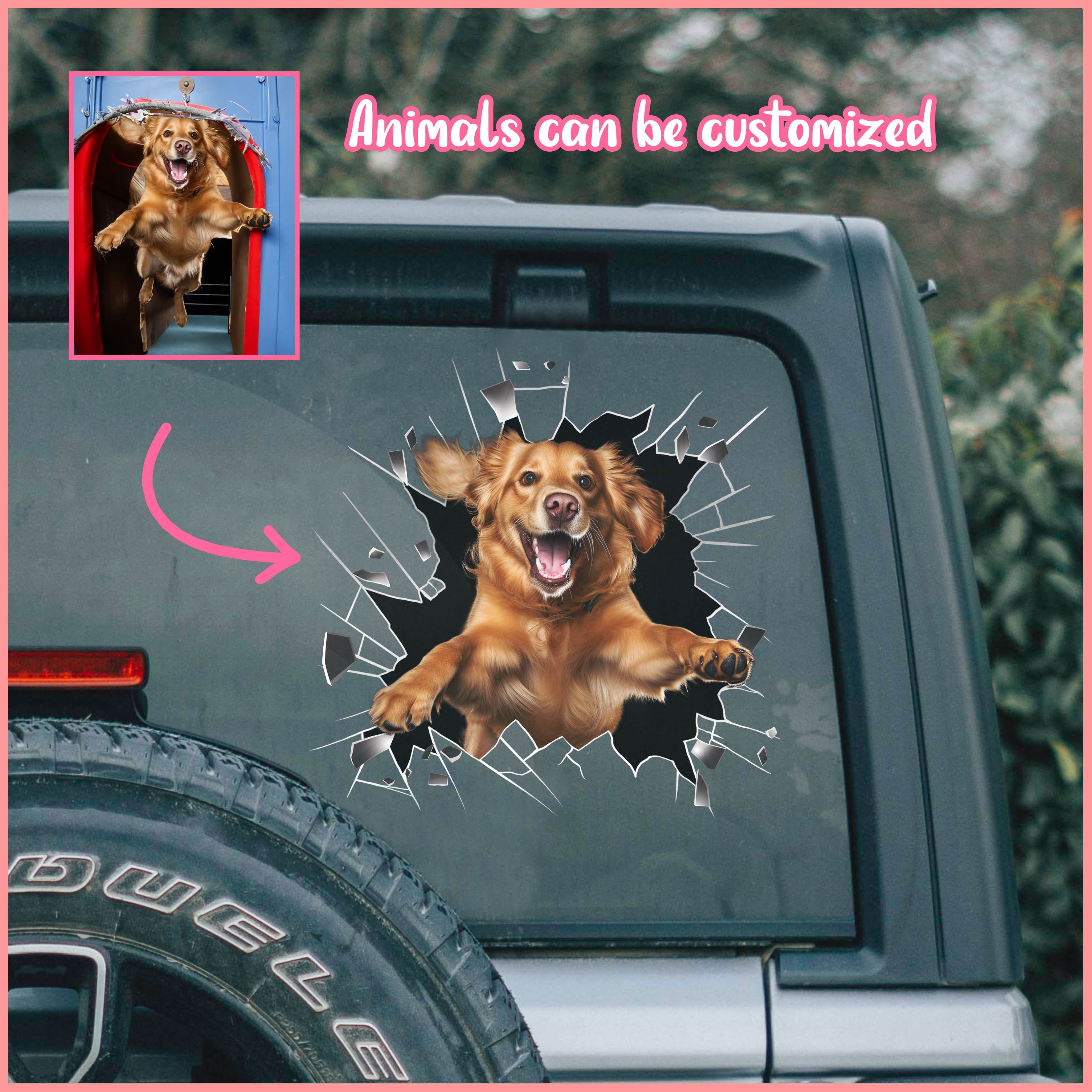 Golden Retriever Shepherd car decal, Animals can be customized