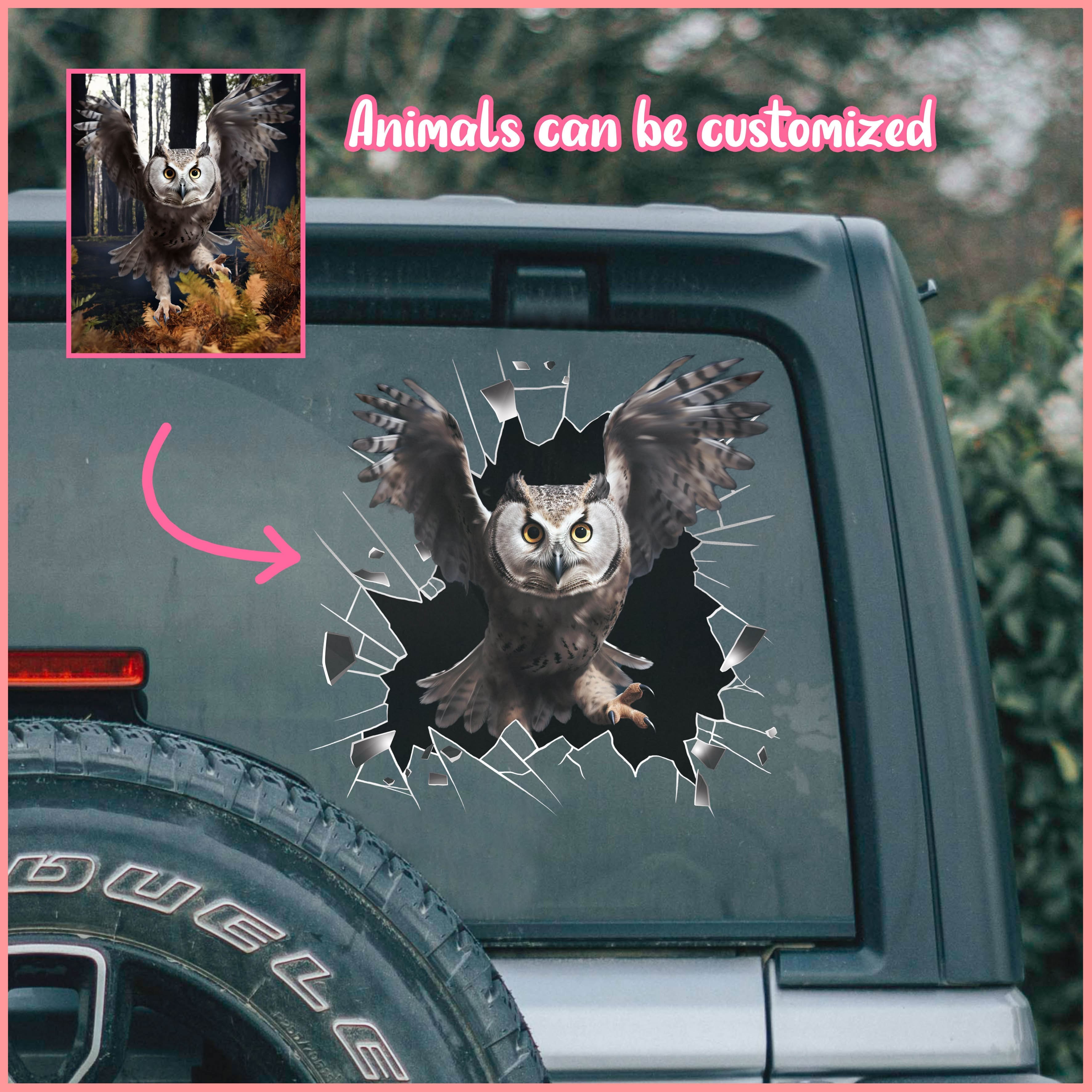 Owl car decal, Animals can be customized
