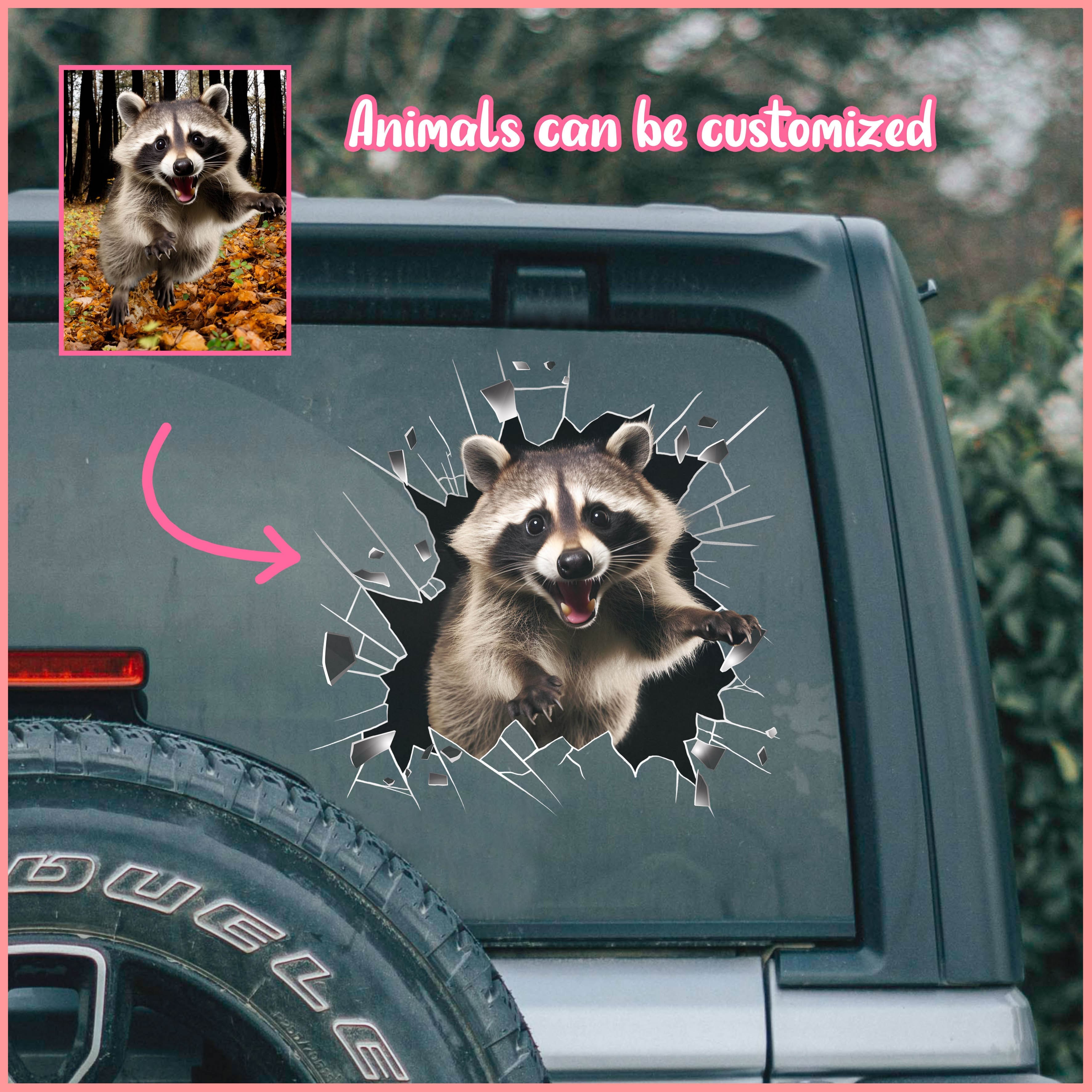 Raccoon car decal, Animals can be customized
