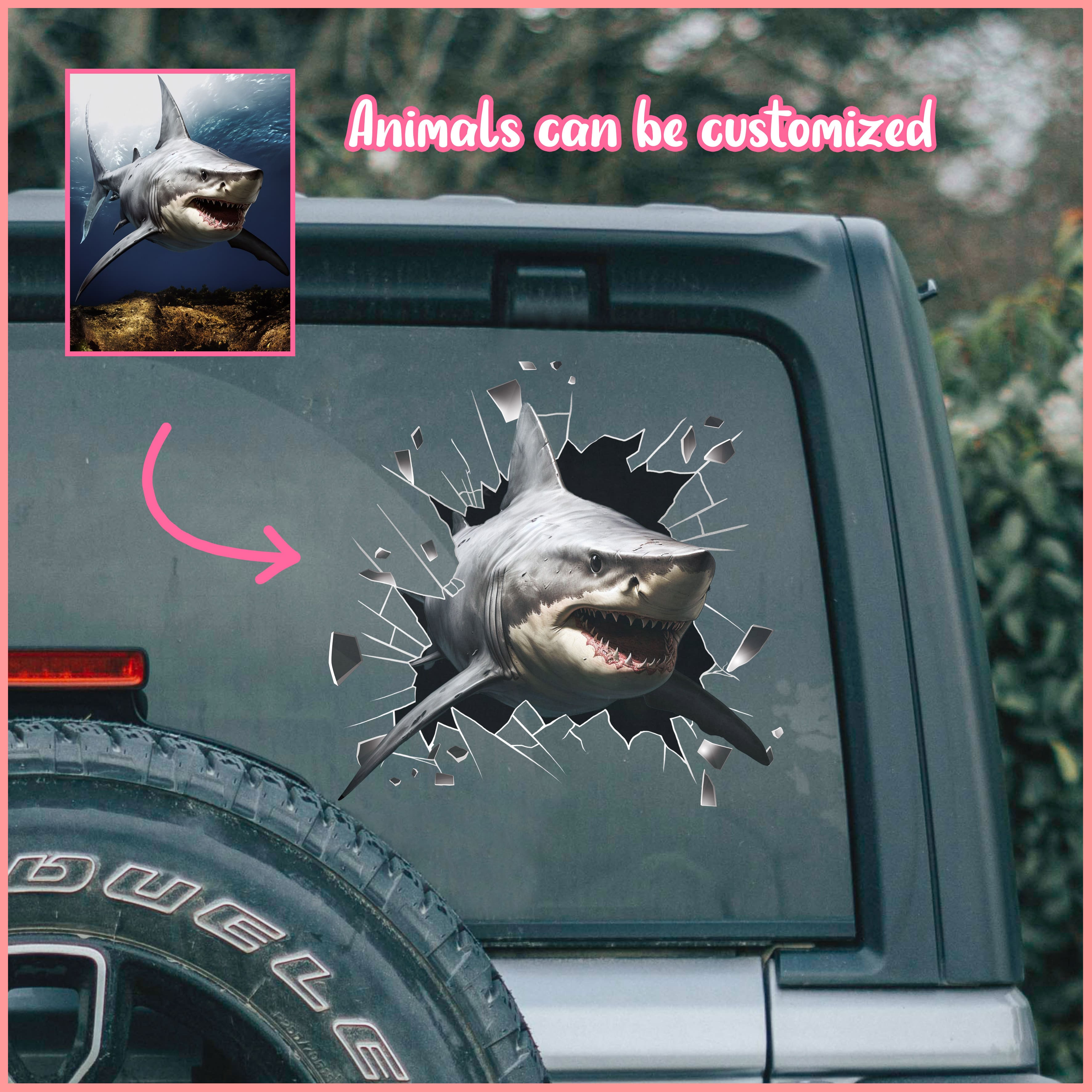 Shark car decal, Animals can be customized