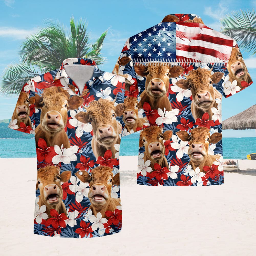 American Tropical Floral Cattle Hawaiian Shirt