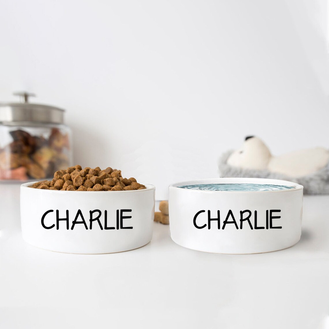 Custom Name Dog Bowl, Personalized Name Cat Bowl, Gift For Pets, Customized Food Bowl For Dog, Custom Water Bowl For Cat, Plain Pet Bowl