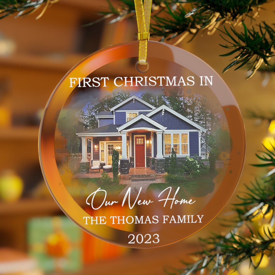 Baby’s First Christmas Glass Ornament, Photo Ornament, Custom Christmas Ornament 2023, 1st Christmas Gift, Personalized Ornament, Baby Gift (Copy)