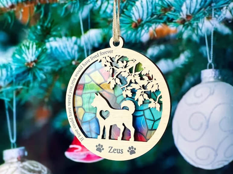 New Christmas Dog Memorial Ornament, Personalized with dog breed, Custom Pet Christmas Ornament, Pet Memorial Ornament, Loss of Pet Gift