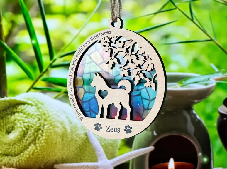 Personalized Dog Memorial Suncatcher With Dog Breed, Custom Pet Memorial Gift With Name And Date, Loss of Pet Sympathy Gift, Cat Memorial