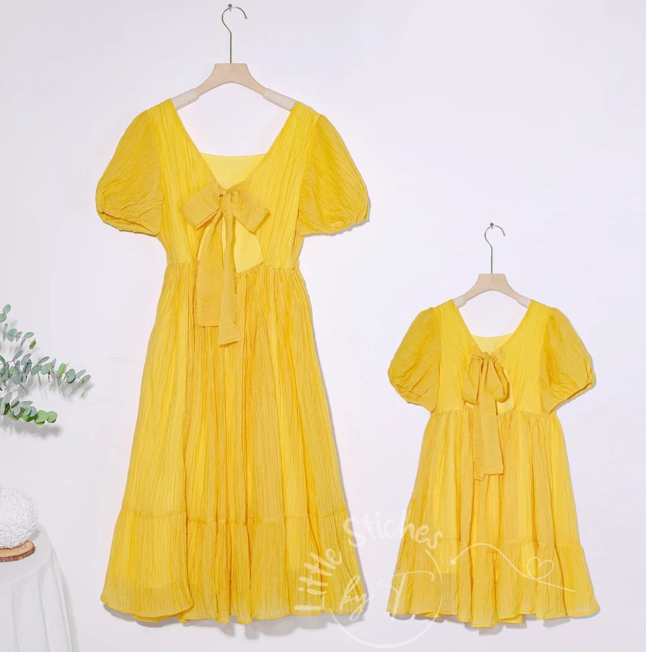 Yellow matching dresses, mommy and me outfits, spring girls dress matching outfits, mother daughter matching dress, mother’s day gift