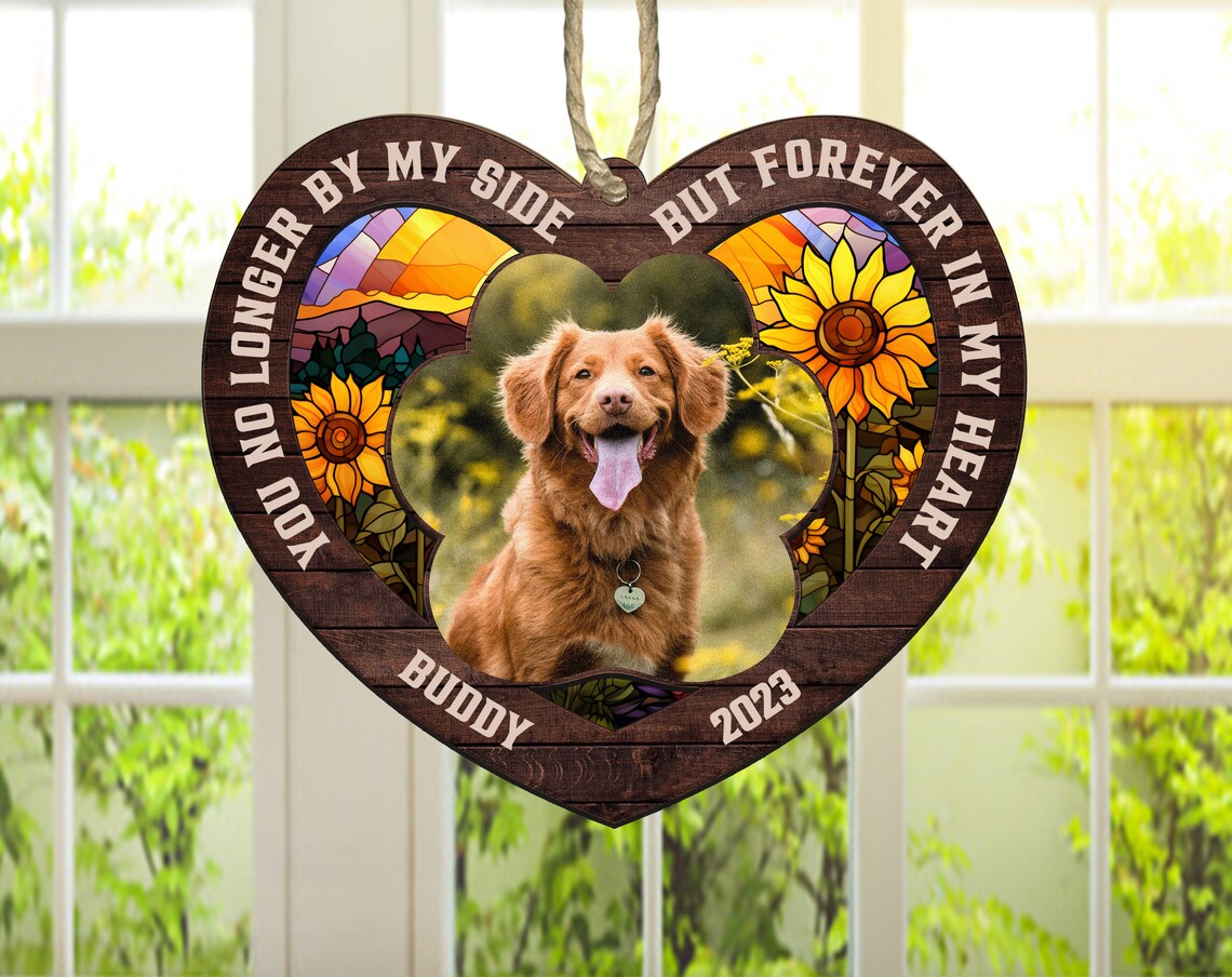 Loss of Pet Sympathy Gift, Personalized Pet Memorial Suncatcher, Handmade Custom Name Dog Decor, Dog Lovers Gift, Gift for Dog Lovers