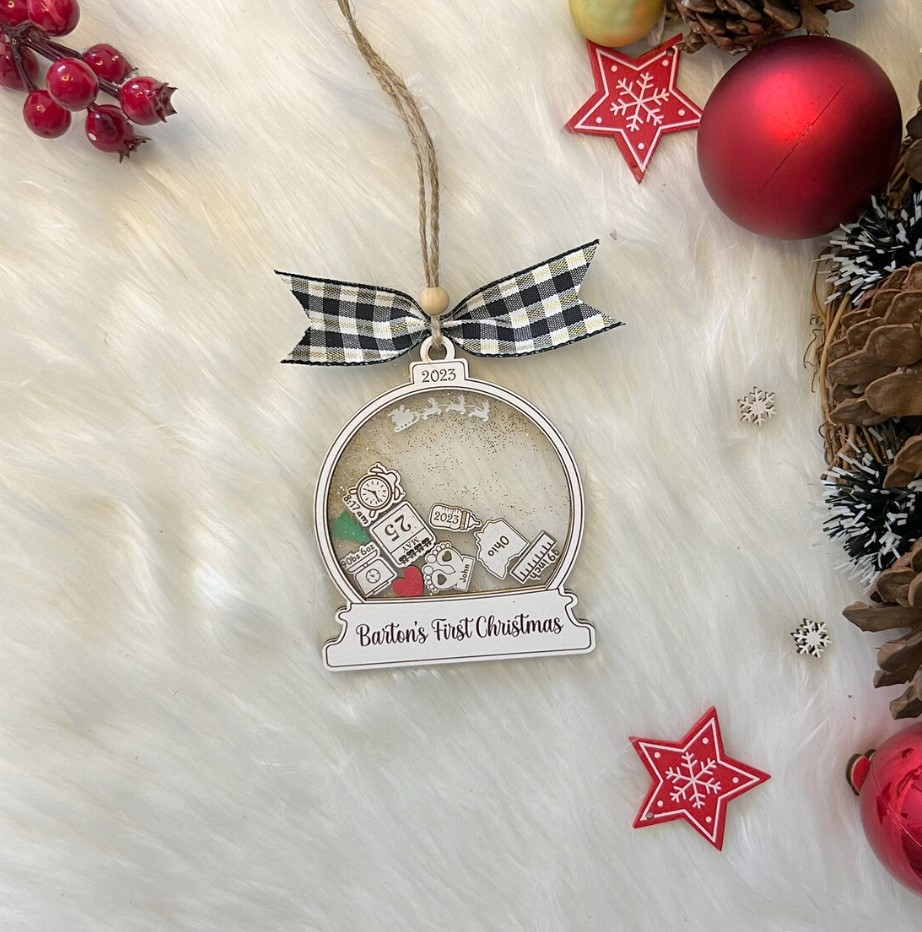Custom Baby First Christmas Ornament, Baby Ornament Announcement, Personalized Baby Name, Christmas Tree Ornaments, New Baby Gift