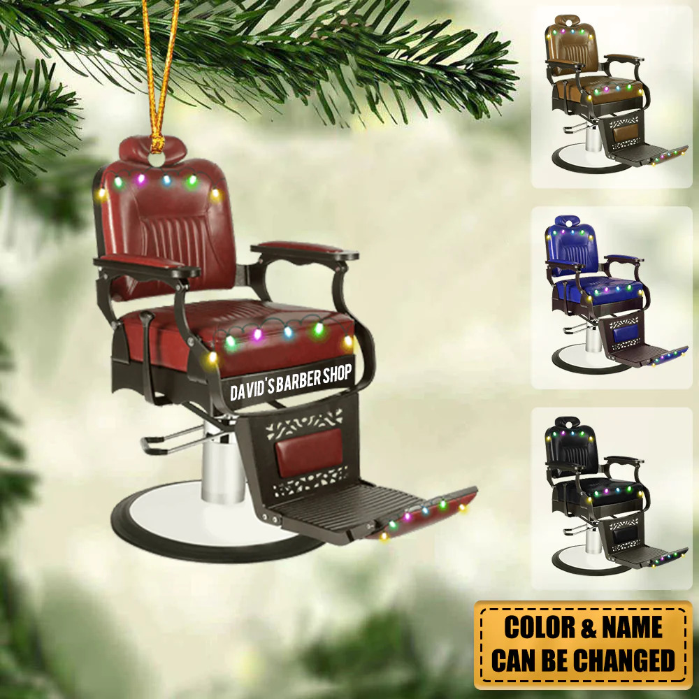 Barber Chair Personalized Christmas Ornament – Gift For Barber
