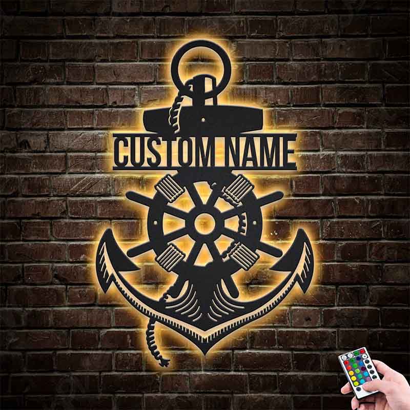 Custom Anchor Metal Wall LED Light Signs