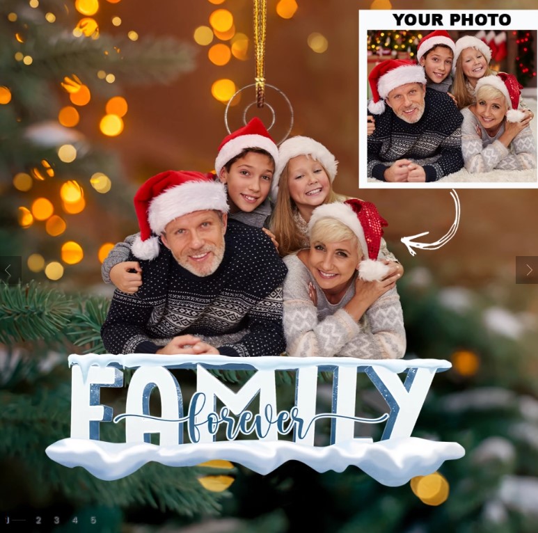Family Forever Upload Photo – Personalized Custom Photo Mica Ornament – Christmas Gift For Family