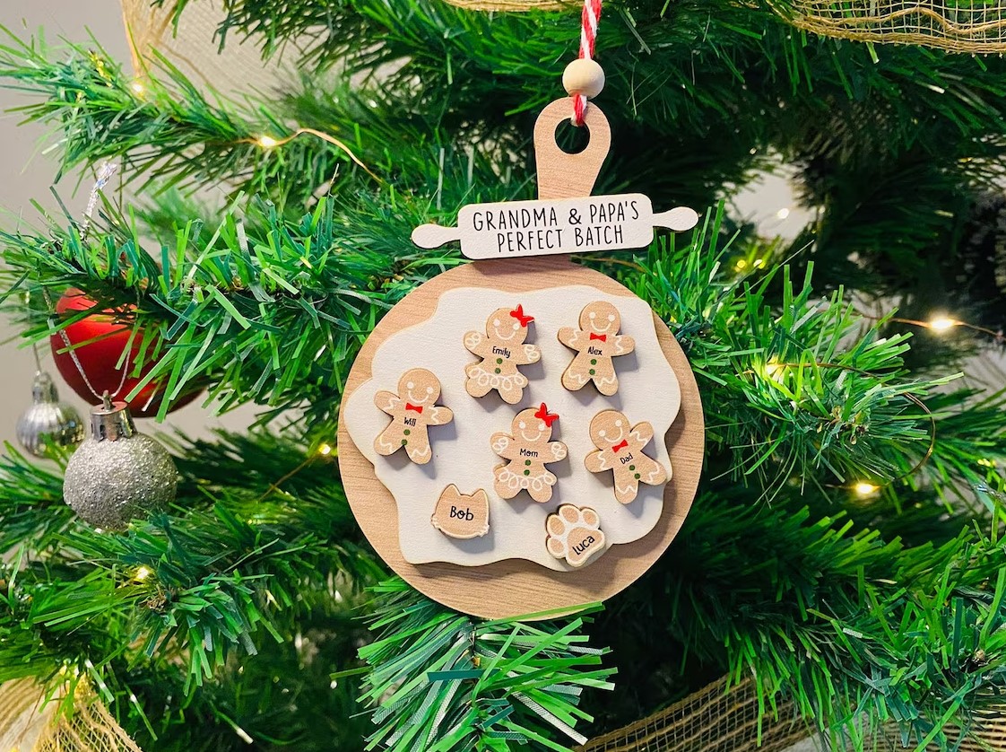 Personalized Gingerbread Christmas Ornament, Grandma & Grandpa’s Perfect Batch, Cookie Ornament, Custom Family Ornament