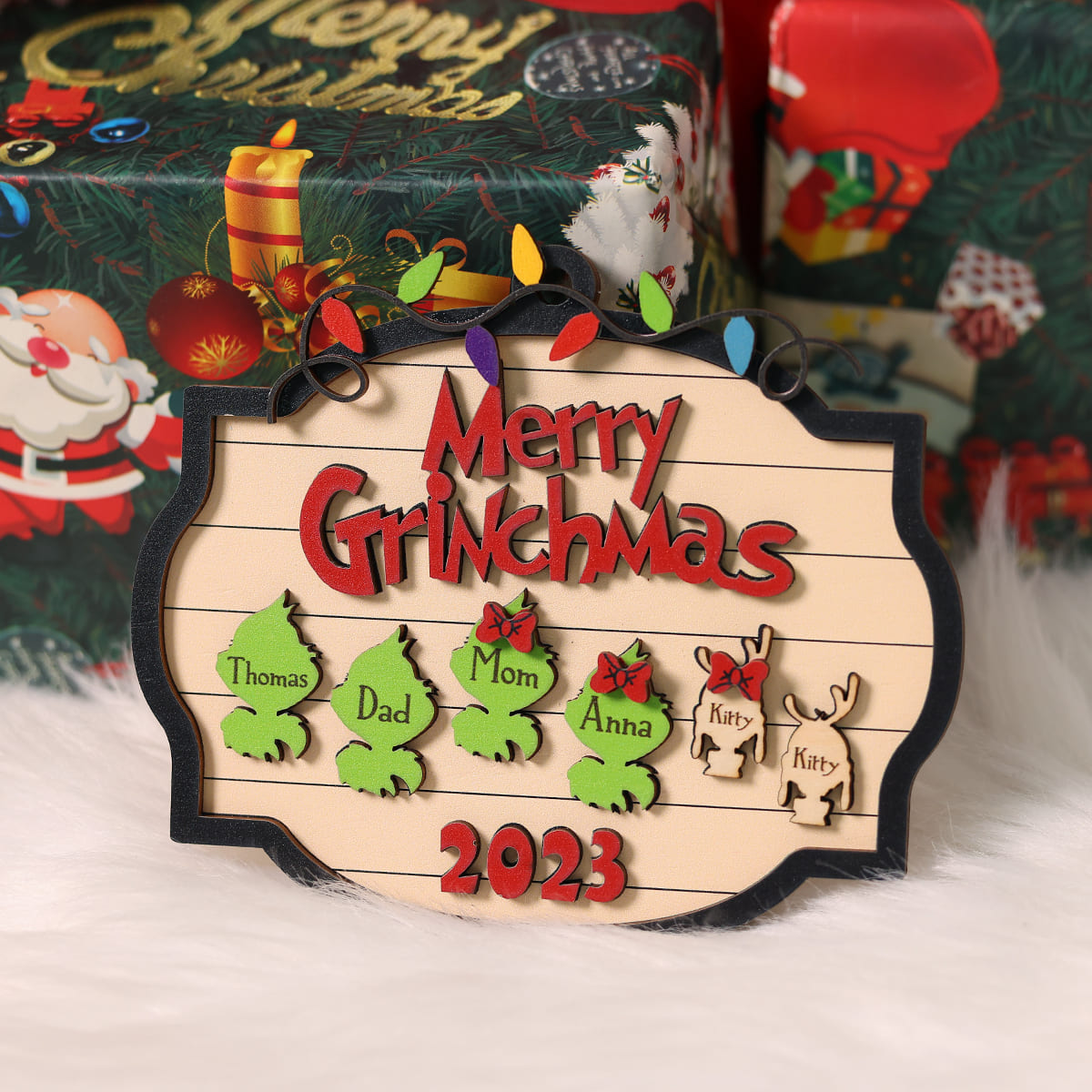 Custom Grinch Christmas Wooden Ornament