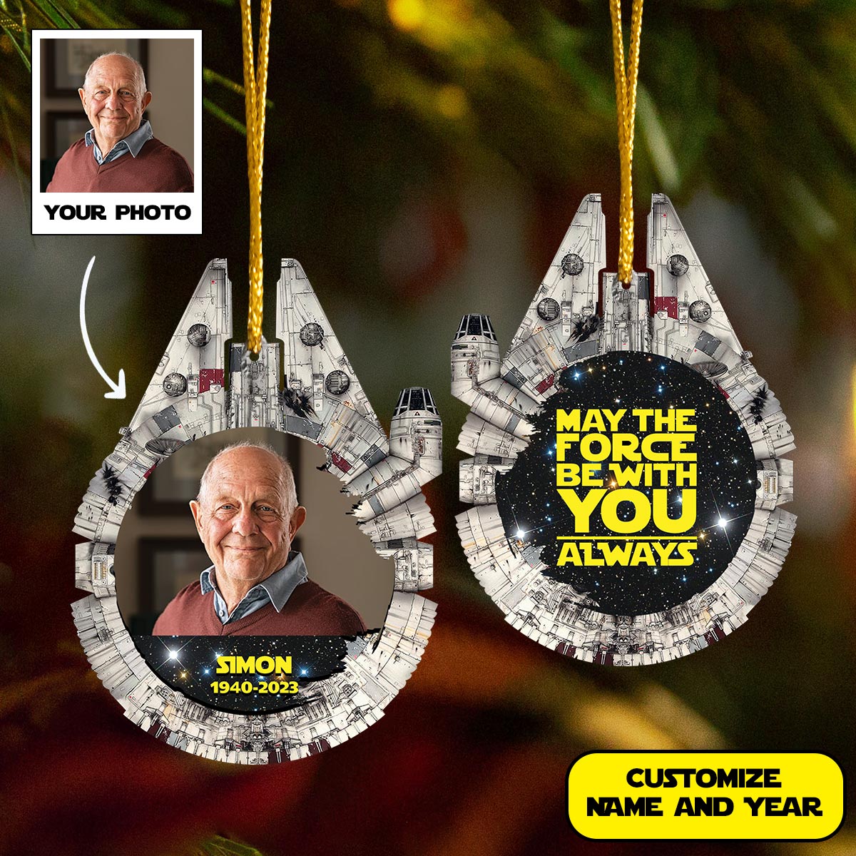 Custom Photo Star Wars Inspired Memorial Ornaments