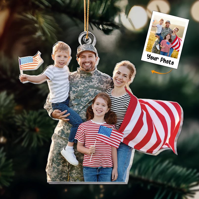 Christmas Ornament Gift For Military Families – Personlized Acrylic Photo Ornament