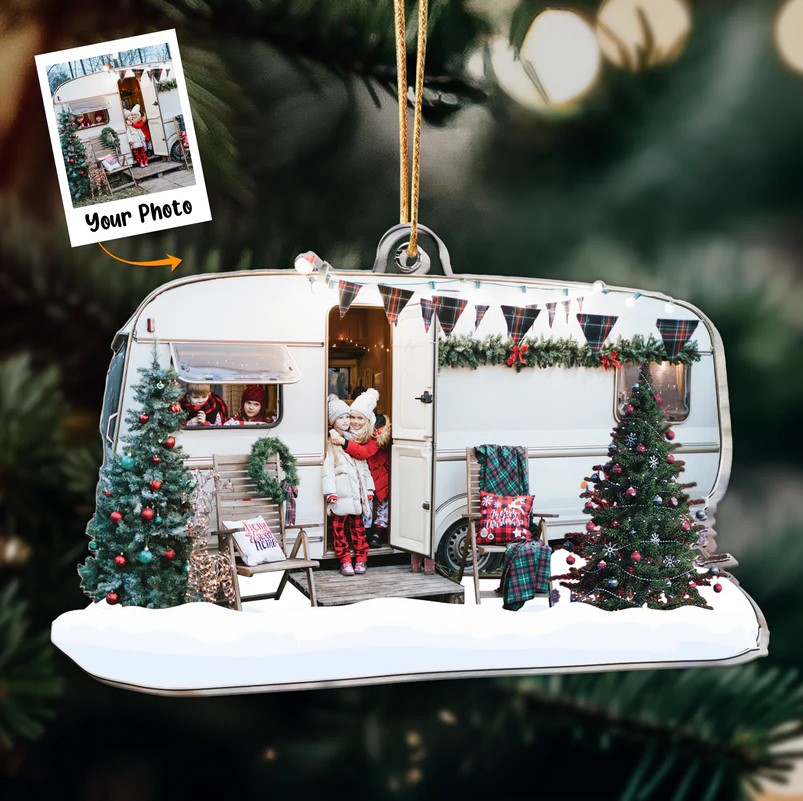 Happy Camping For Family & Friends – Personalized Acrylic Photo Ornament