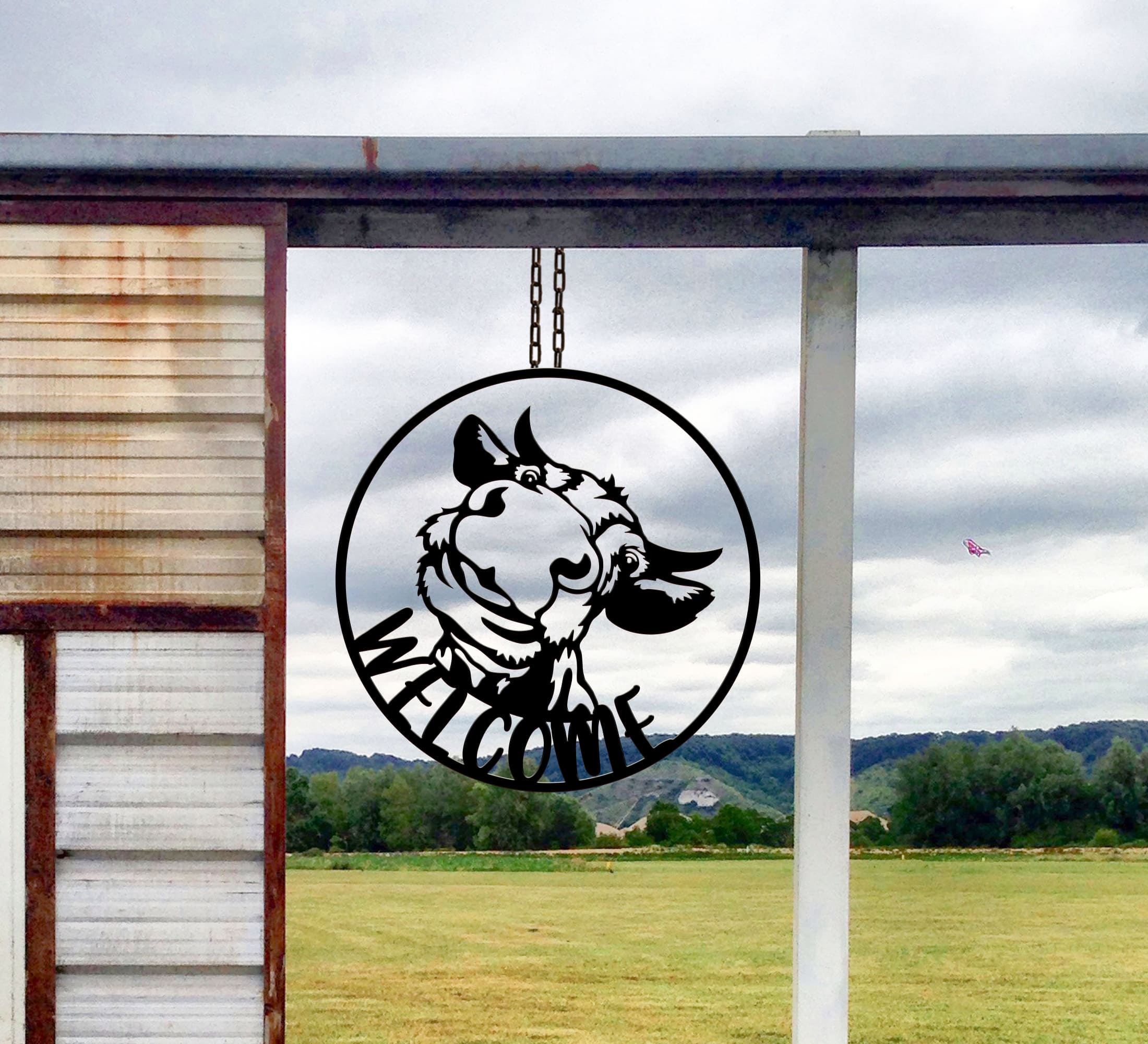 Cow Metal Sign Welcome